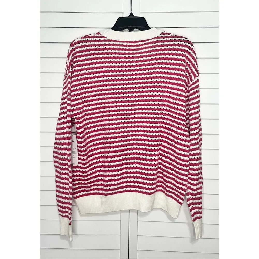 NWT Spiritual Gangster Stripe Sweater Pink White Size Small